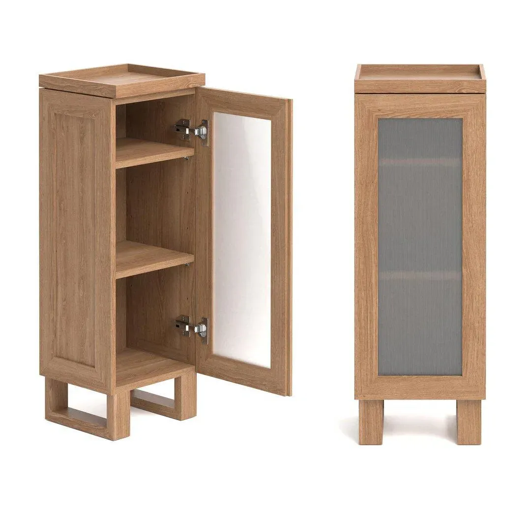 Tallboy Bathroom Cabinet with Tray - Natural Oak