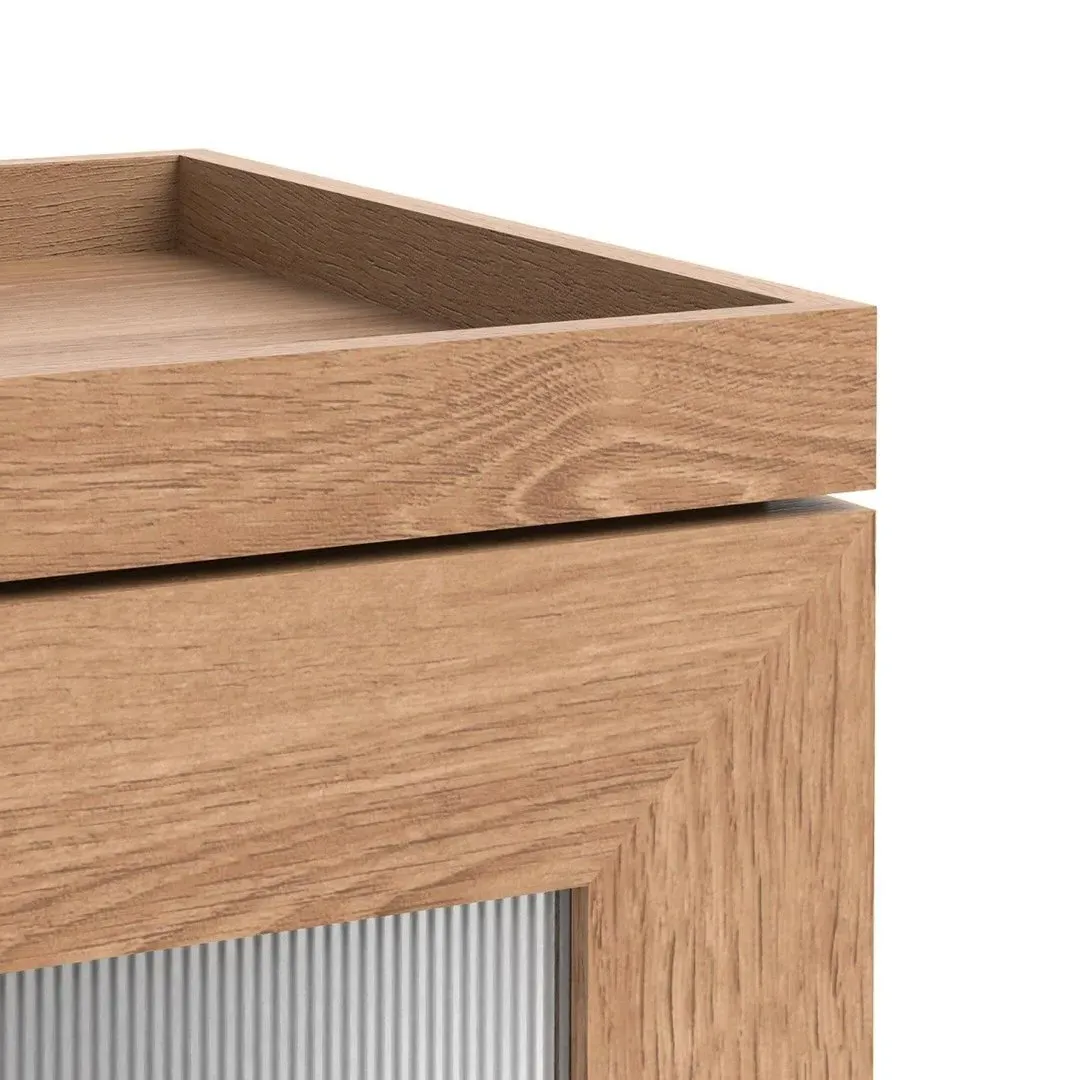 Tallboy Bathroom Cabinet with Tray - Natural Oak