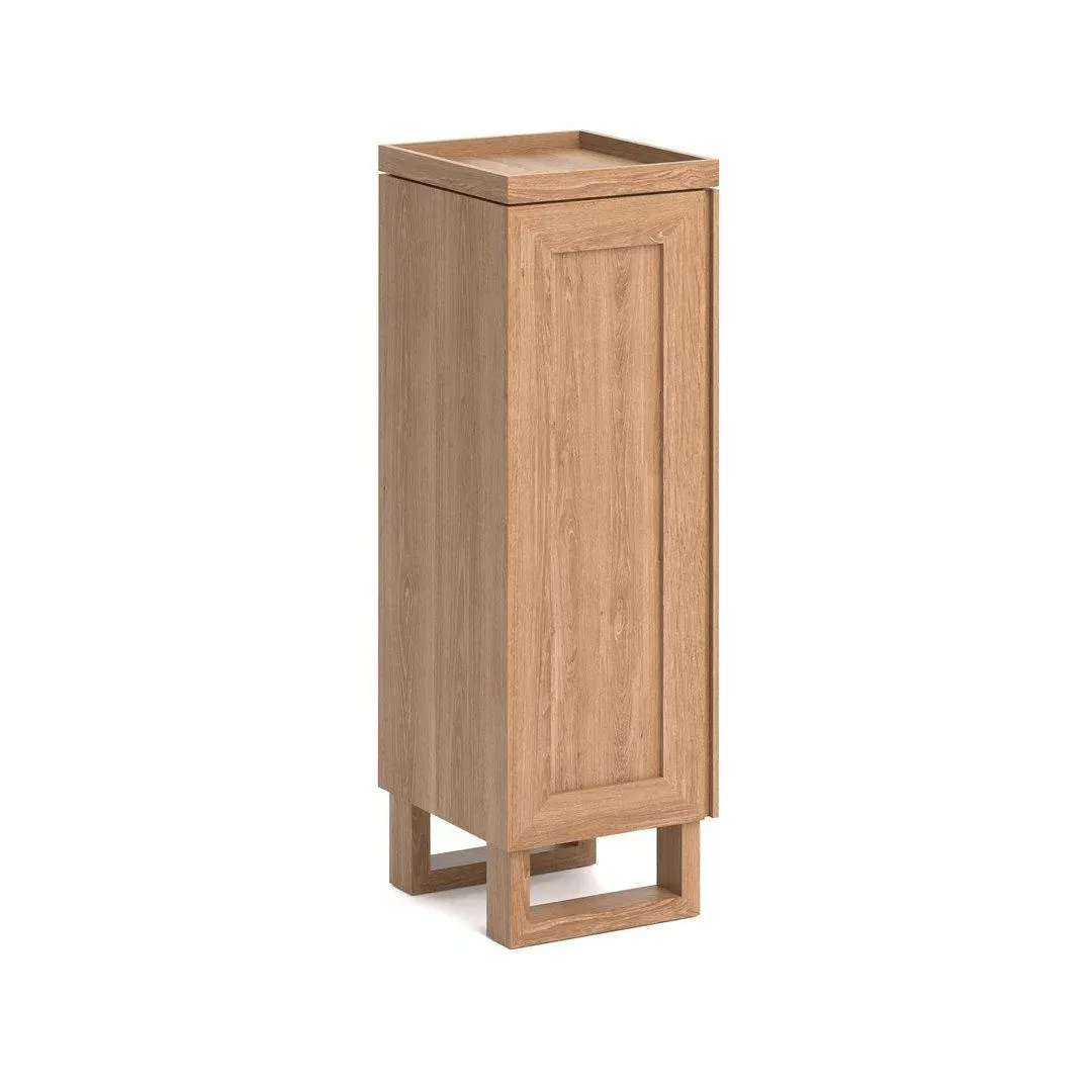Tallboy Bathroom Cabinet with Tray - Natural Oak