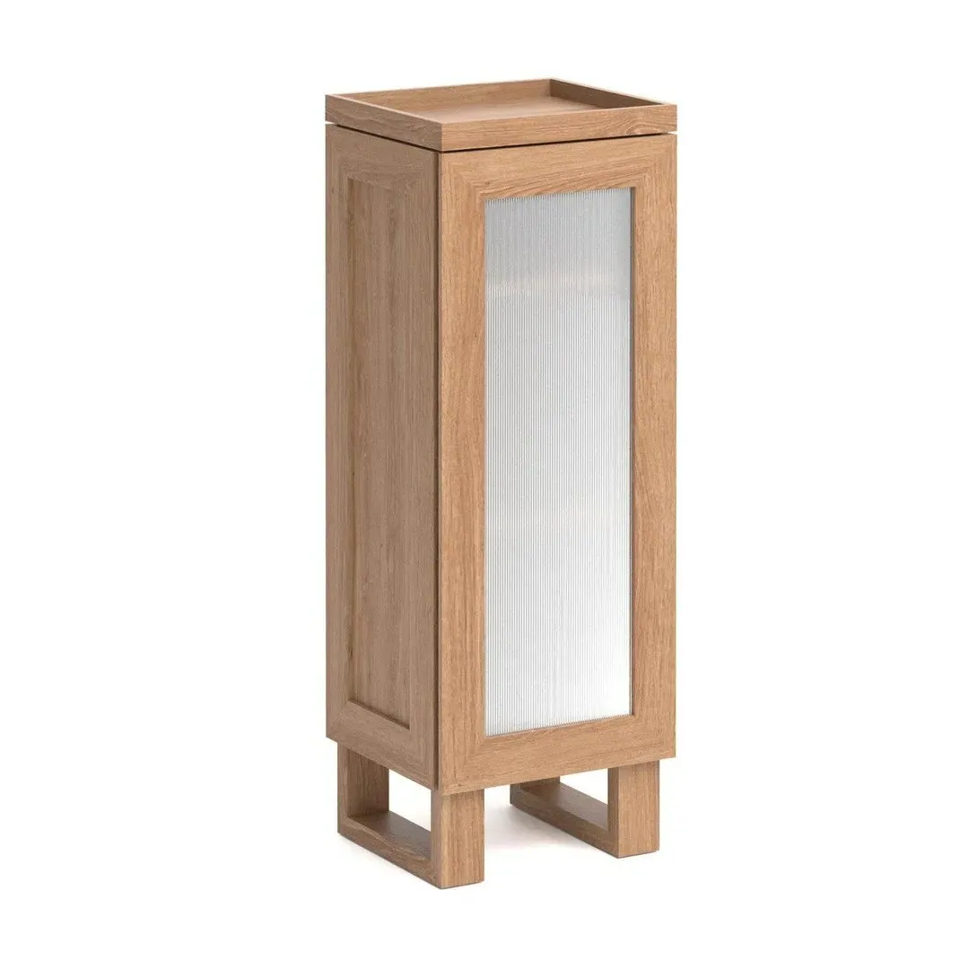 Tallboy Bathroom Cabinet with Tray - Natural Oak