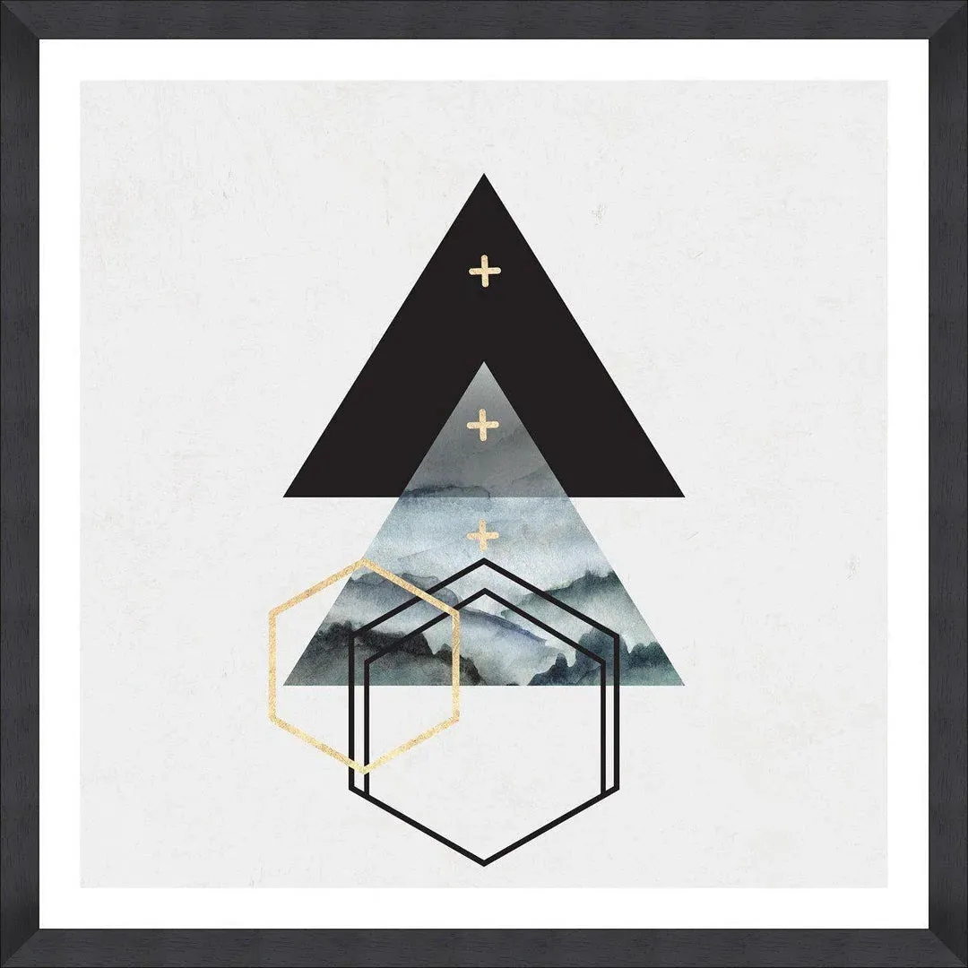 Triangles I Framed Wall Art - Gold Foil