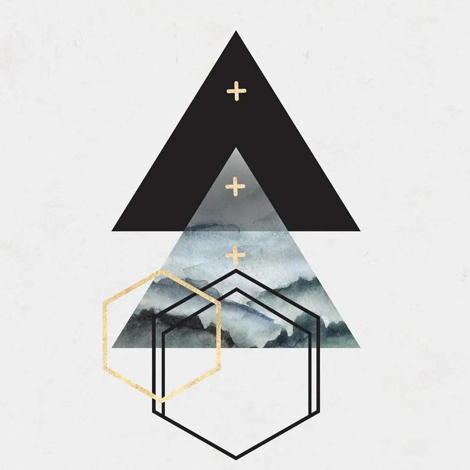 Triangles I Framed Wall Art - Gold Foil