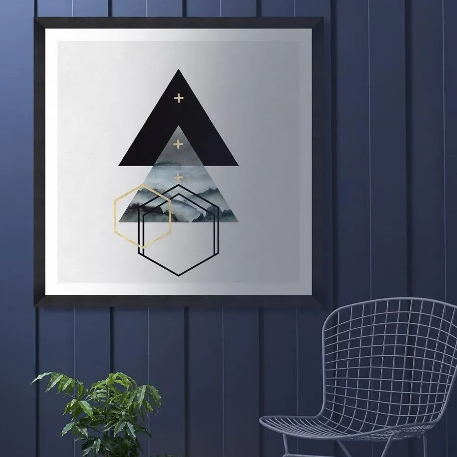 Triangles I Framed Wall Art - Gold Foil image