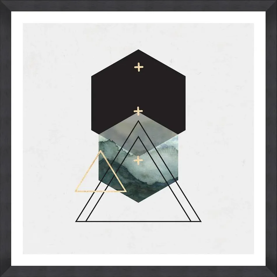 Triangles II Framed Wall Art - Gold Foil