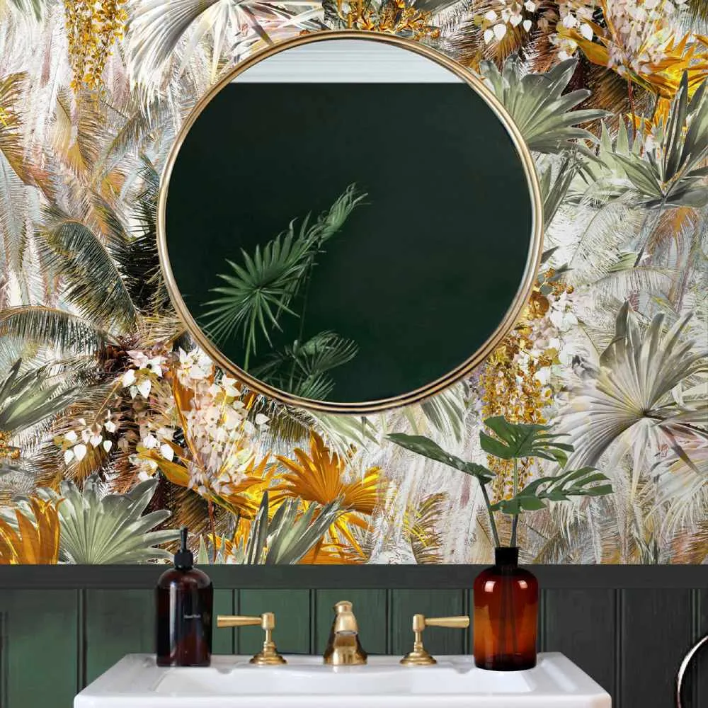Tropical Wallpaper Roll - Gold, Paper image