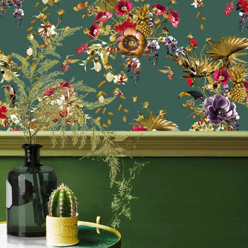 Tropical Wallpaper Roll - Smaragd, Paper