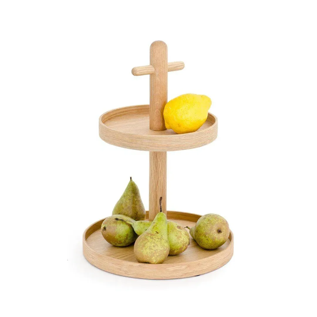 Two Tier Stand - Oak, Solid Wood