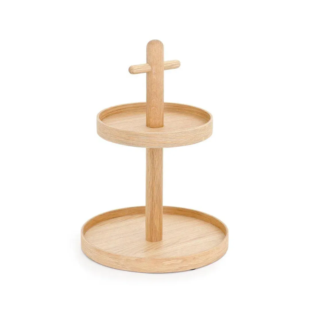 Two Tier Stand - Oak, Solid Wood