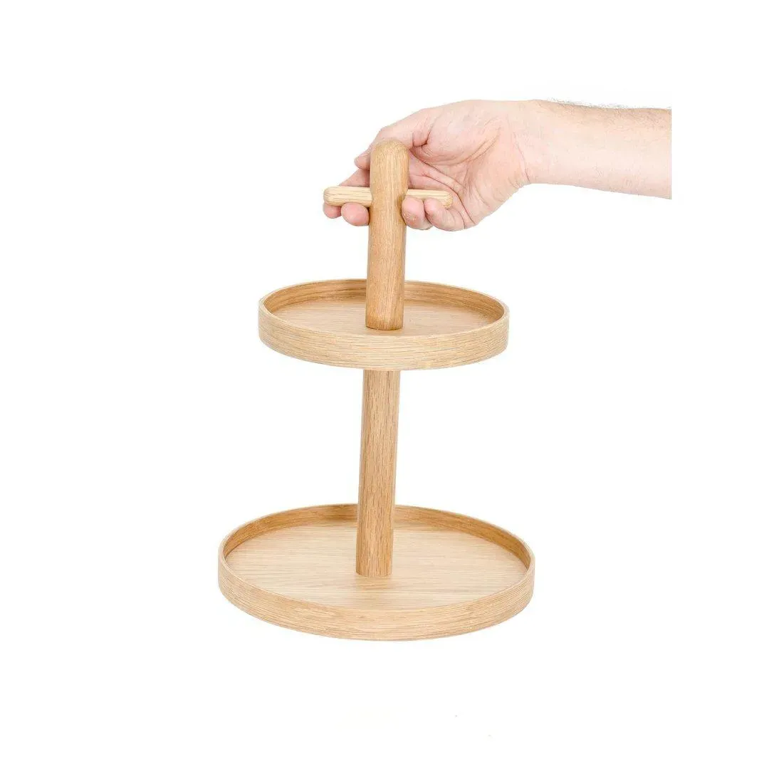 Two Tier Stand - Oak, Solid Wood