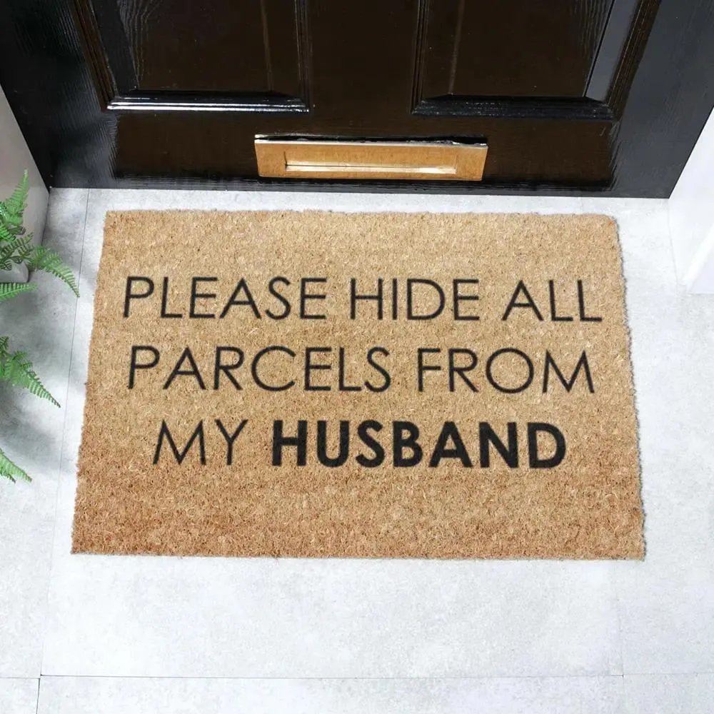 Typography Doormat with Humor - Black, Coir