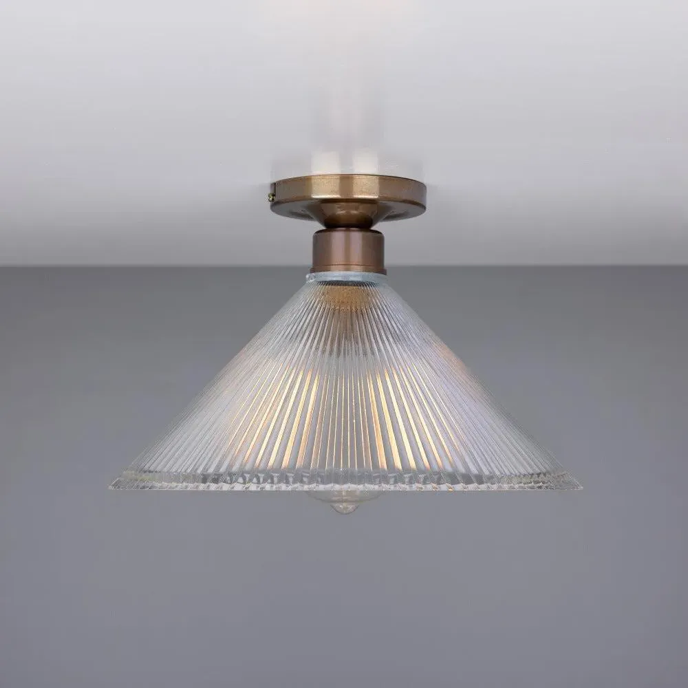 Vintage Flush Ceiling Light - Antique Brass image