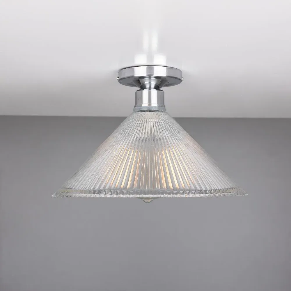 Vintage Flush Ceiling Light - Polished Chrome