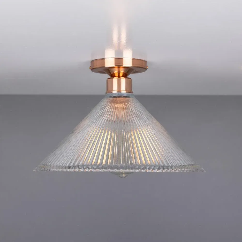 Vintage Flush Ceiling Light - Polished Copper