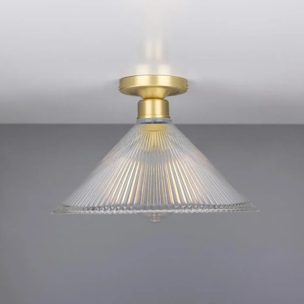 Vintage Flush Ceiling Light - Stain Brass