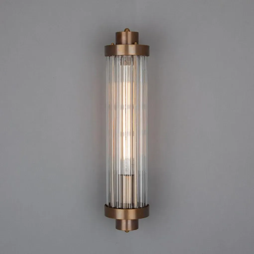 Vintage Wall Light with Rippled Glass - Brass