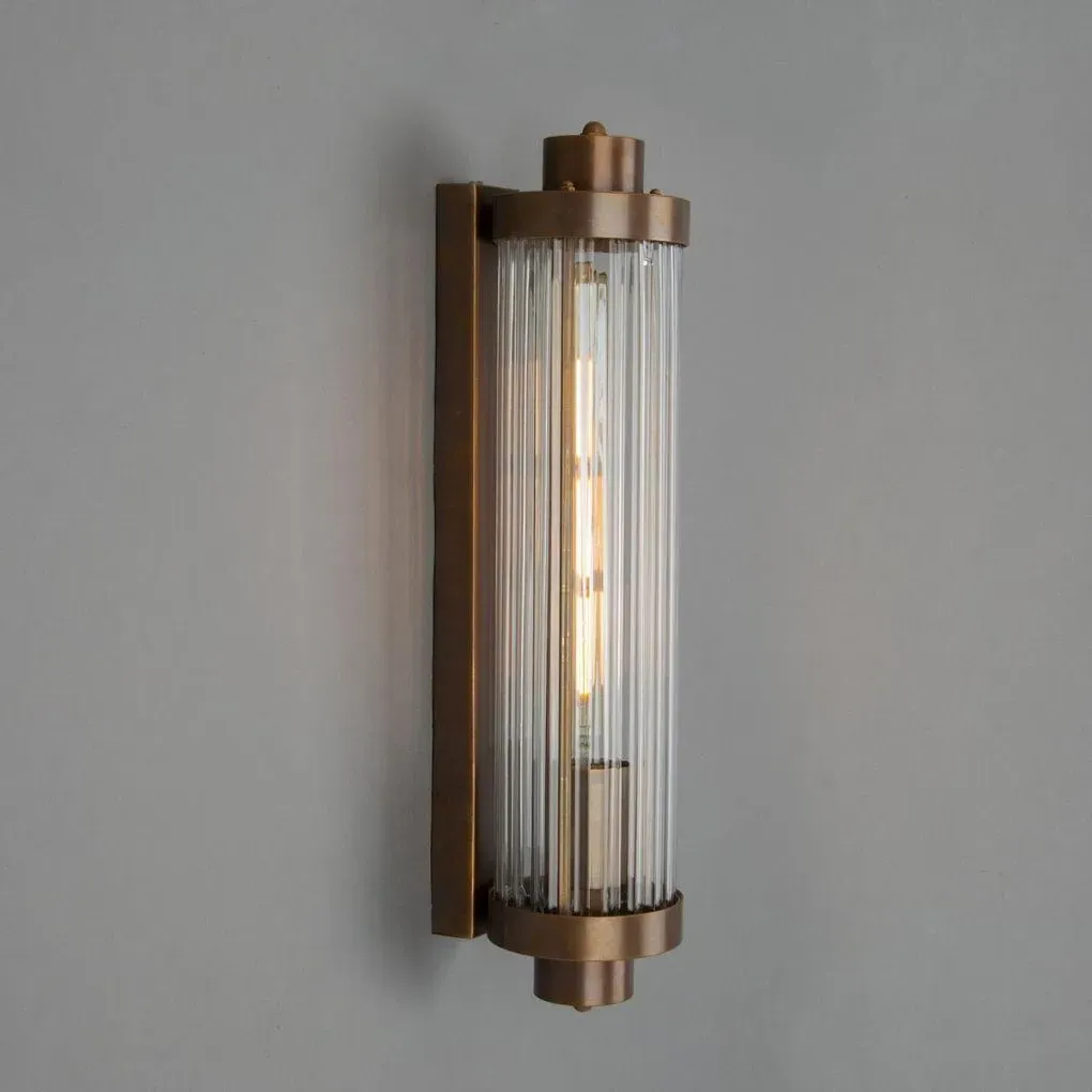 Vintage Wall Light with Rippled Glass - Brass image