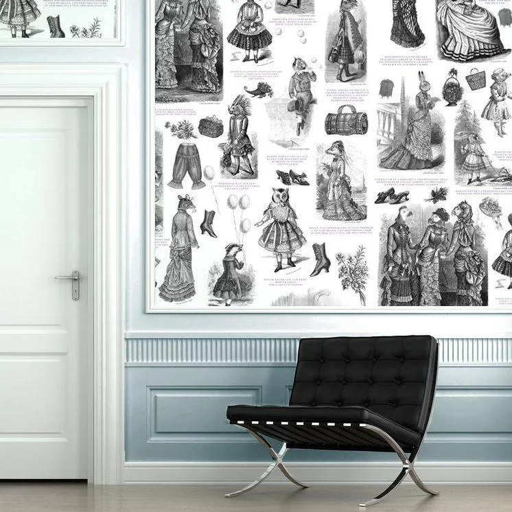 Visitorian Fashionista Wallpaper Roll - Black, White image