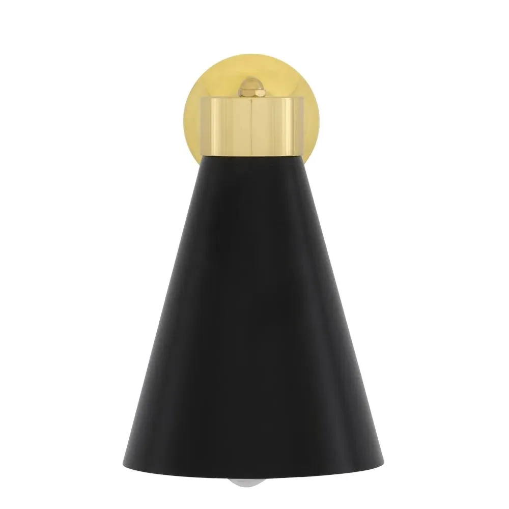 Wall Light with Brass Shade - Black, Metal