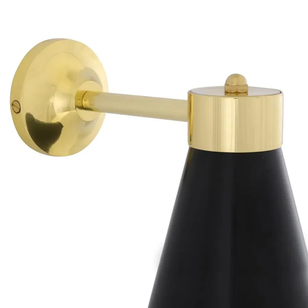 Wall Light with Brass Shade - Black, Metal