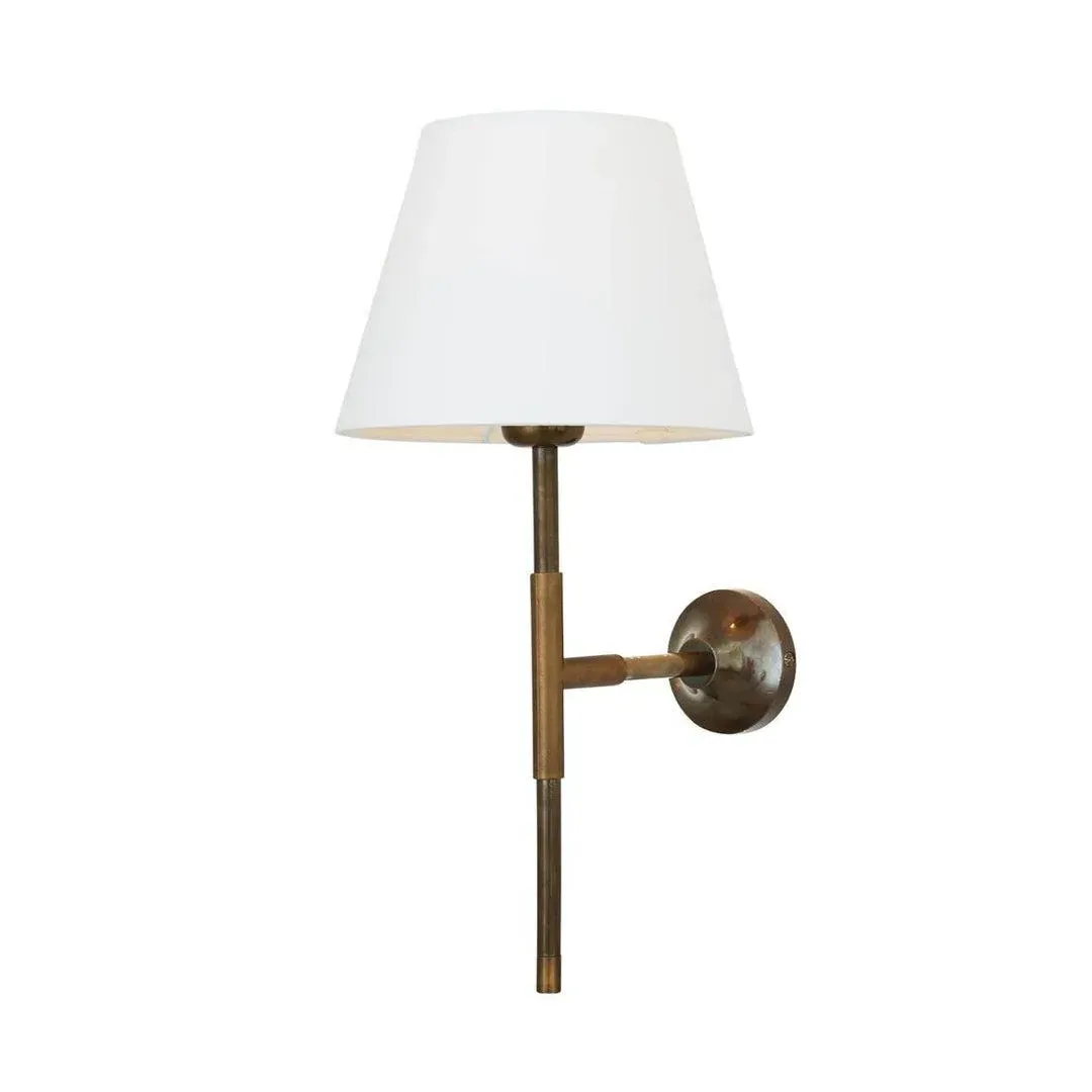 Wall Light with Fabric Shade - Antique Brass image