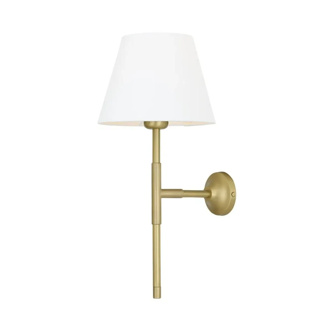 Wall Light with Fabric Shade - Satin Brass