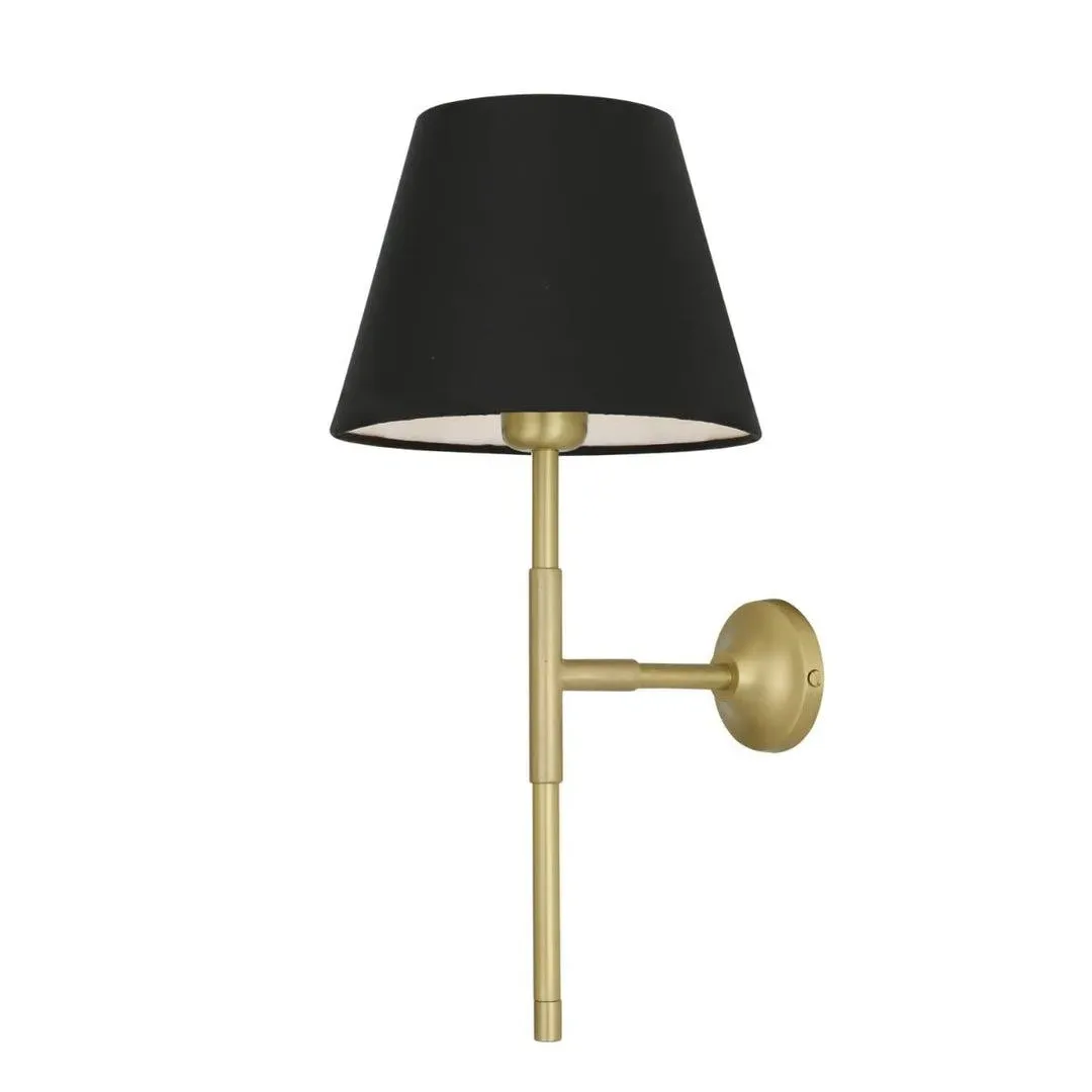 Wall Light with Fabric Shade - Satin Brass
