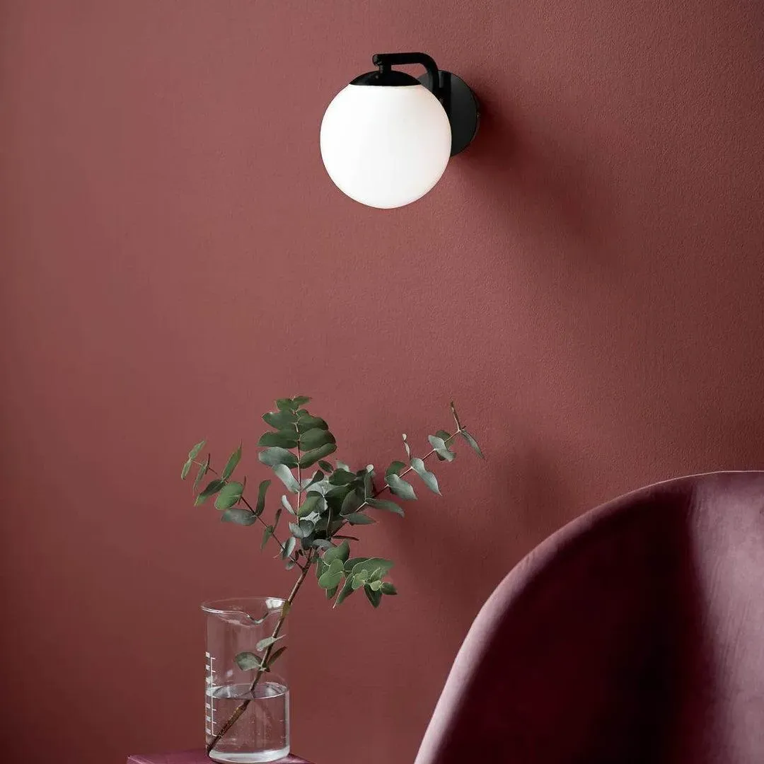 Wall Light with Glass Dome - Black, Metal