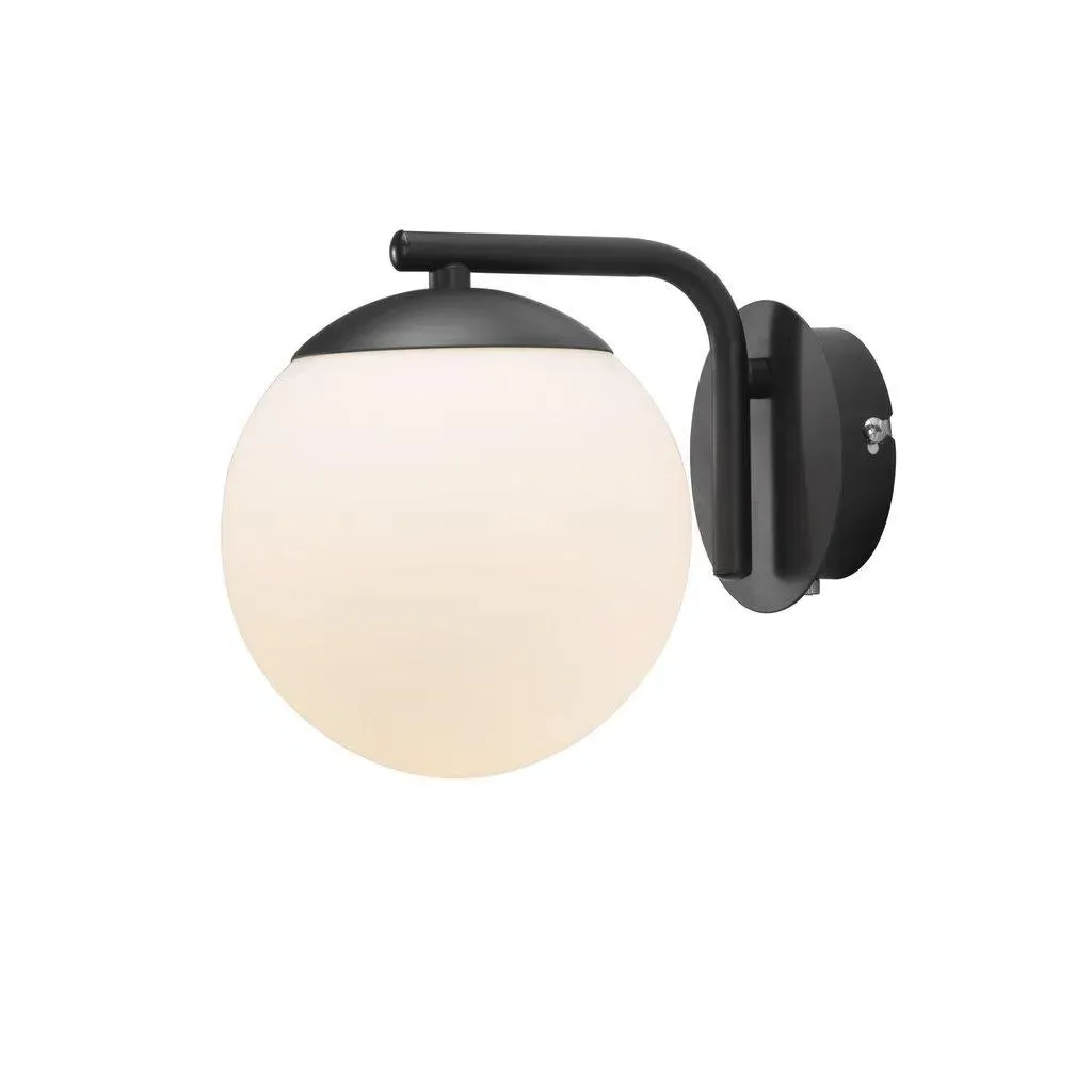 Wall Light with Glass Dome - Black, Metal