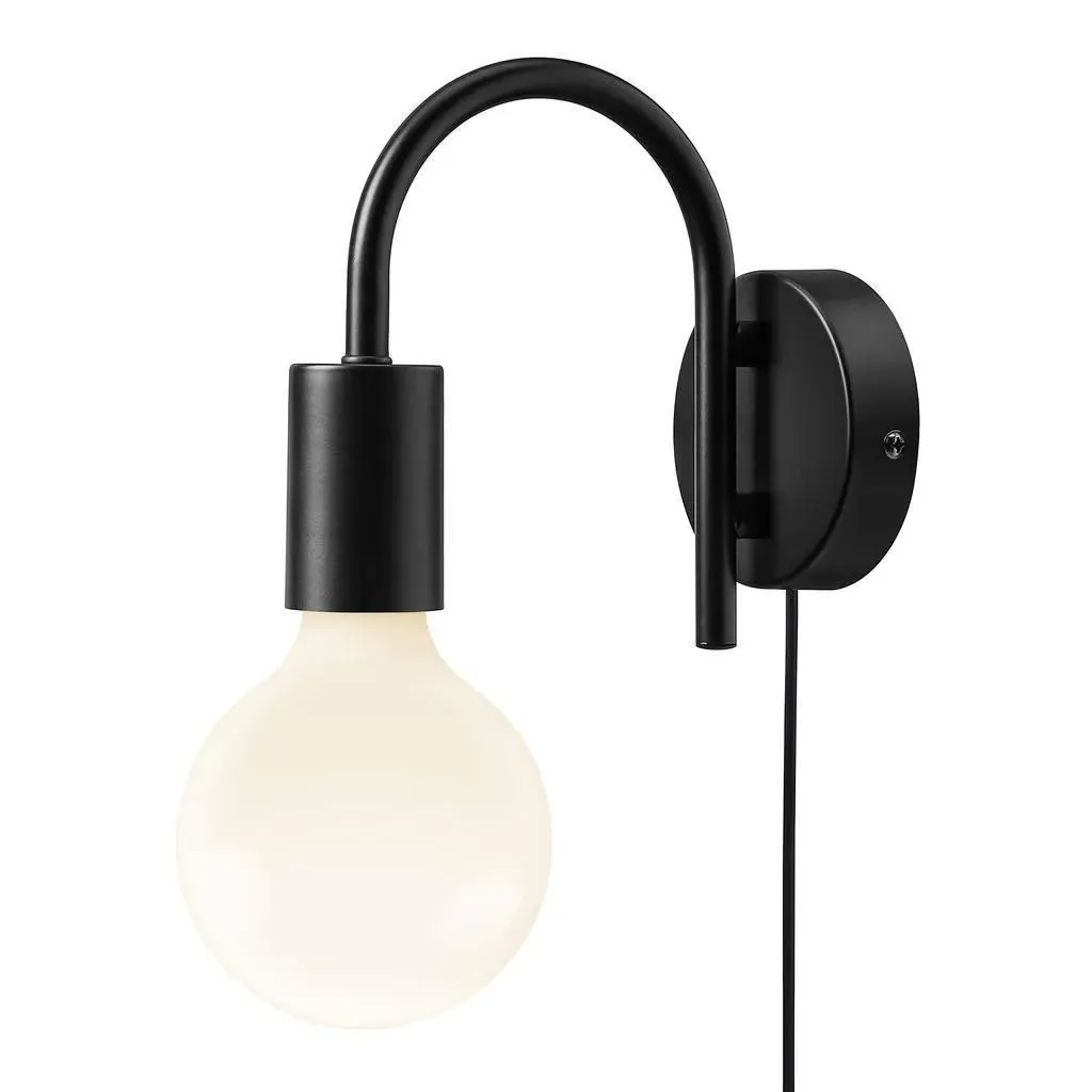 Wall Light with Industrial Design - Black, Metal
