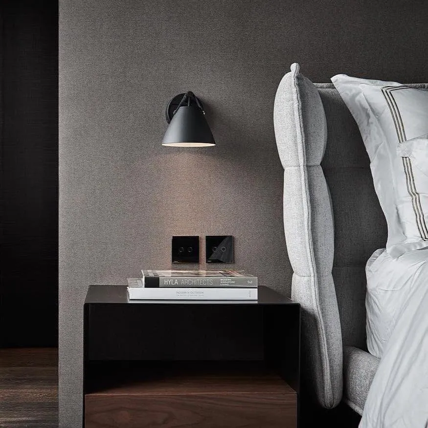 Wall Light with Leather Straps - Black