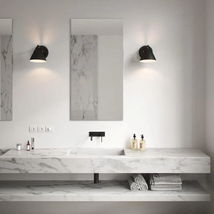 Wall Light with Leather Straps - Black