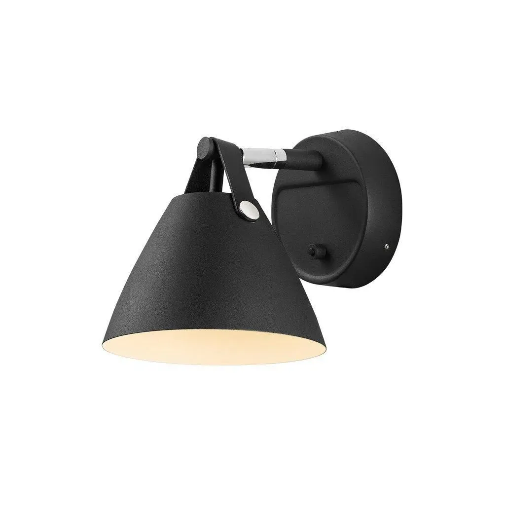 Wall Light with Leather Straps - Black