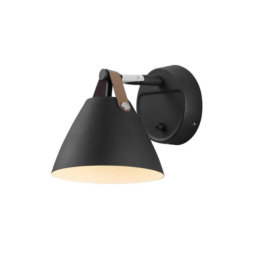 Wall Light with Leather Straps - Black