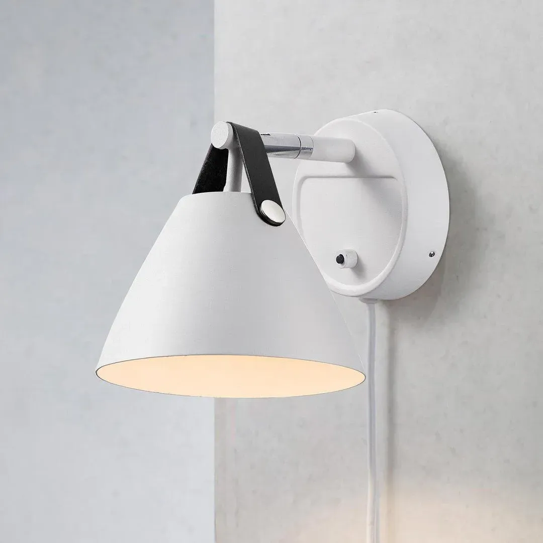 Wall Light with Leather Straps - White