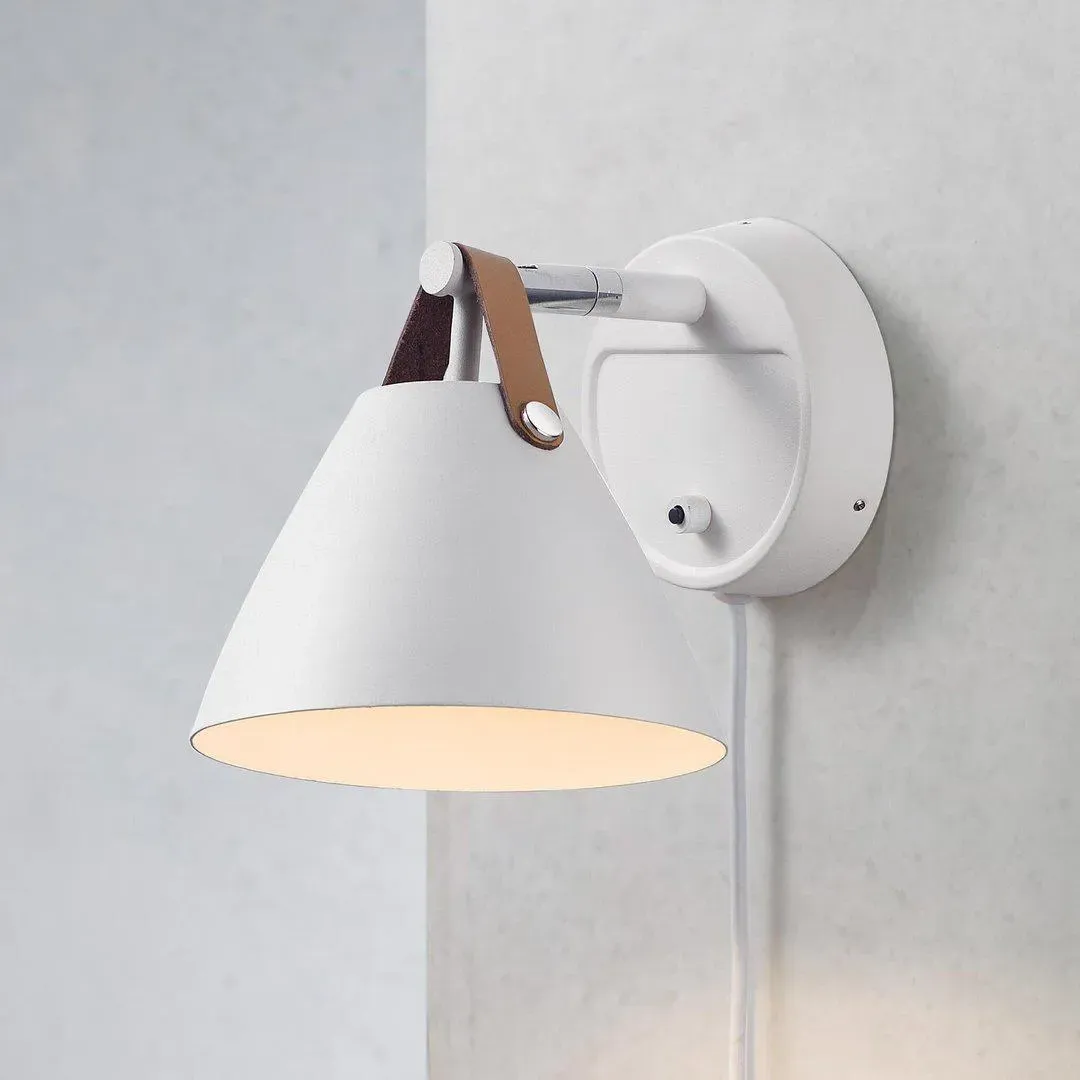 Wall Light with Leather Straps - White