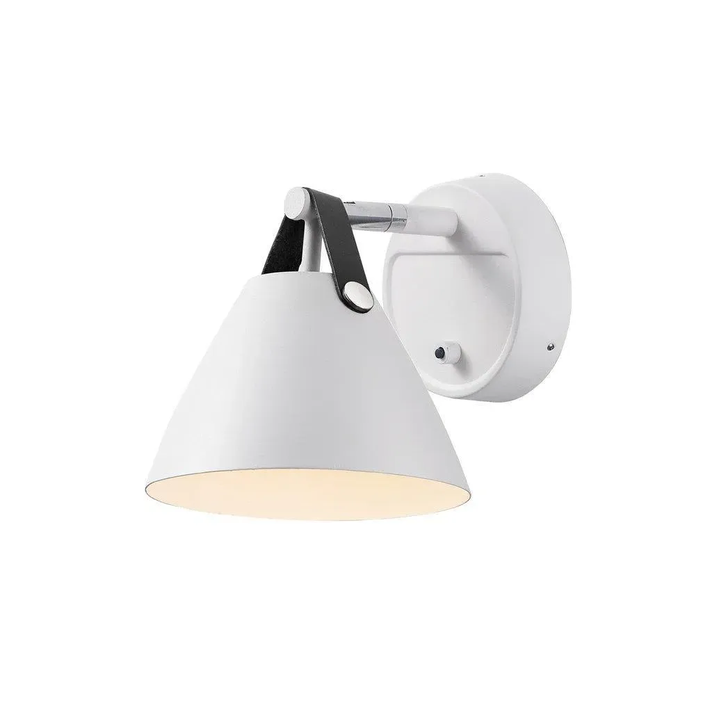 Wall Light with Leather Straps - White