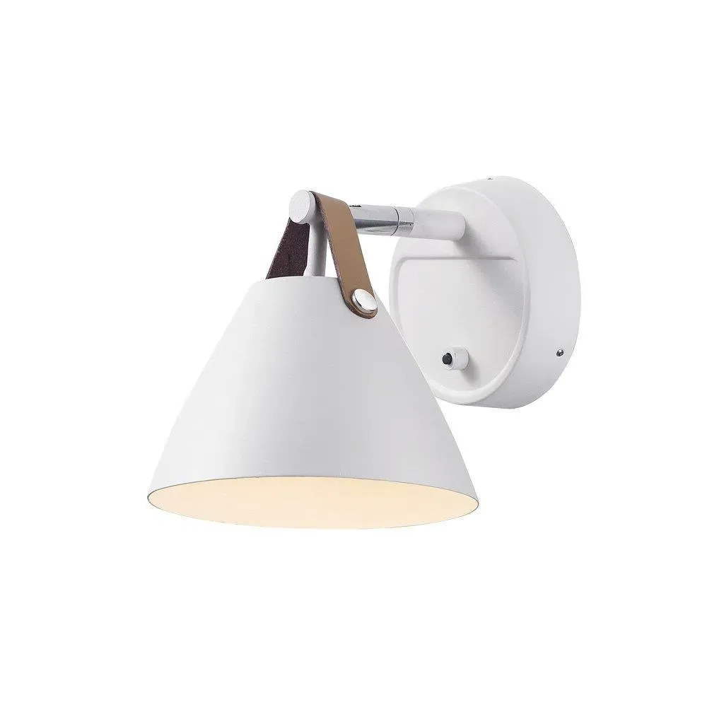 Wall Light with Leather Straps - White