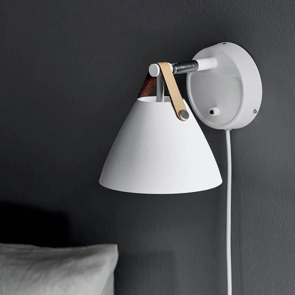 Wall Light with Leather Straps - White