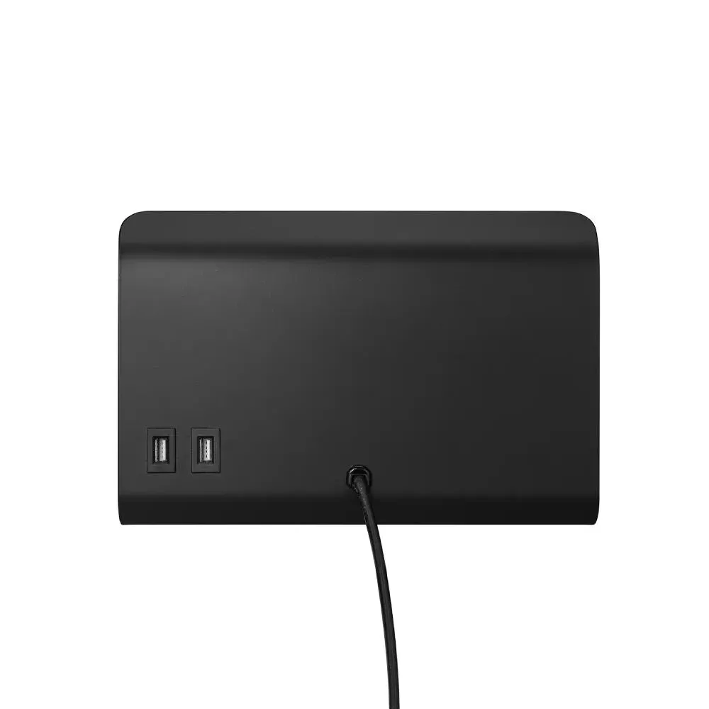 Wall Light with Shelf & USB Port - Black