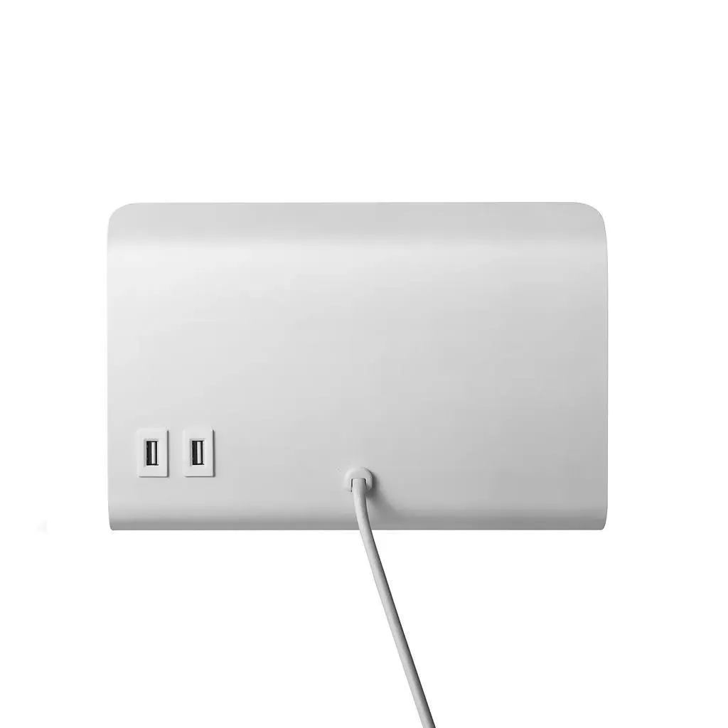 Wall Light with Shelf & USB Port - White