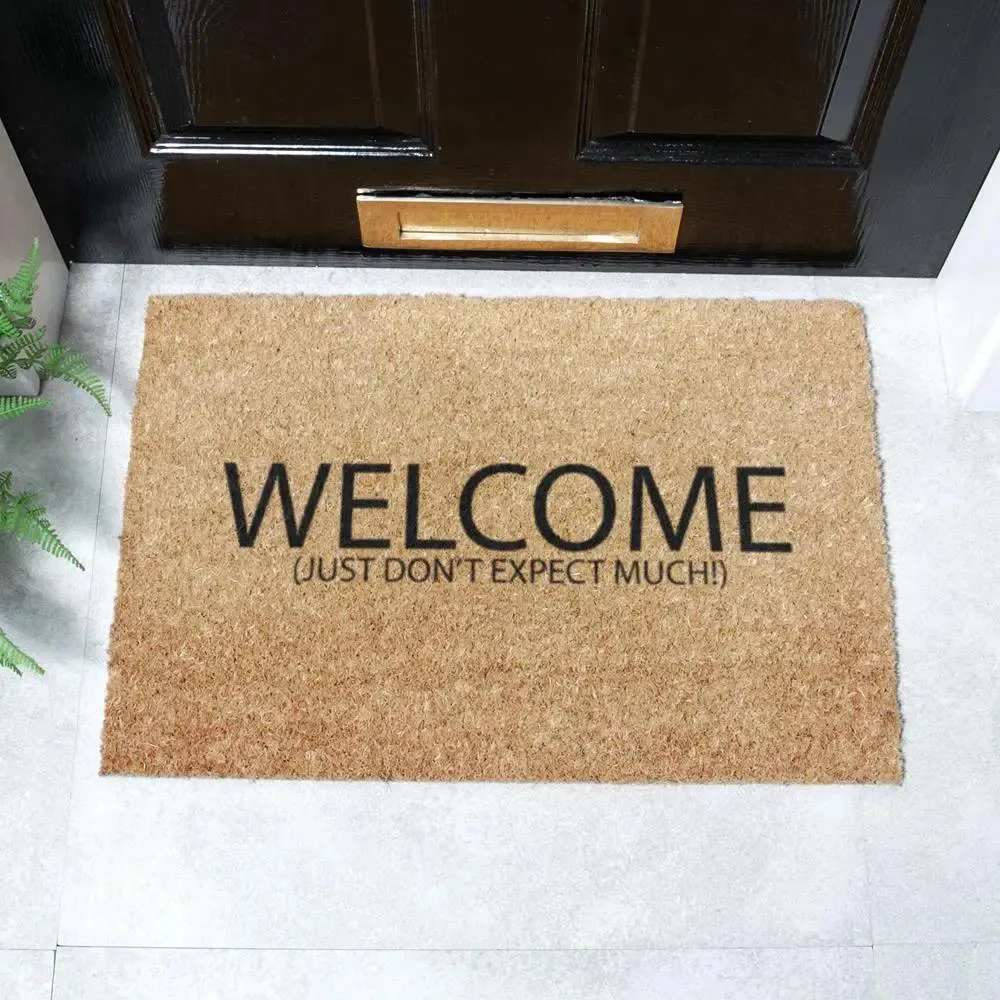 Welcome Typography Doormat - Black, Coir