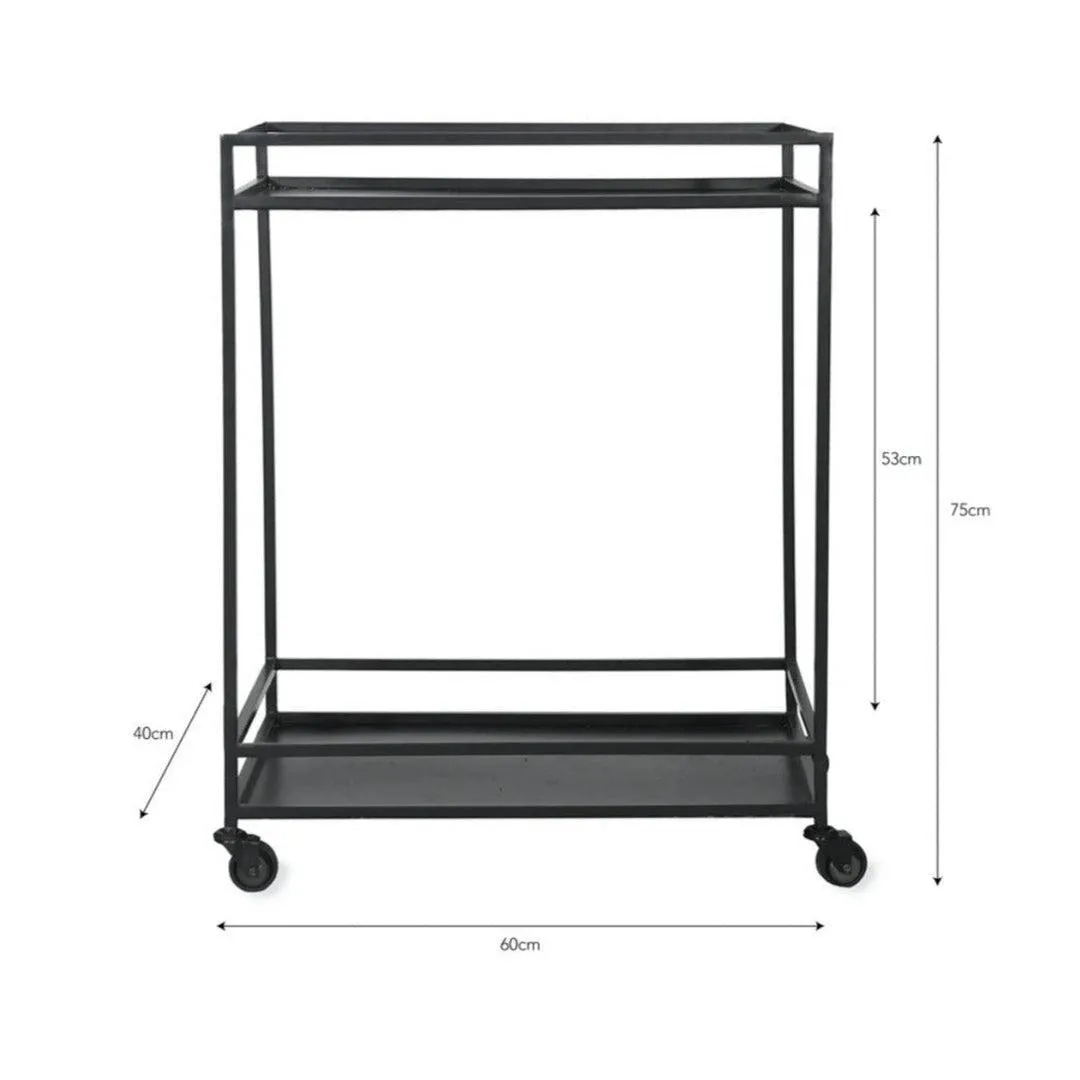 Wheeled Bar Trolley with Shelves - Black, Metal