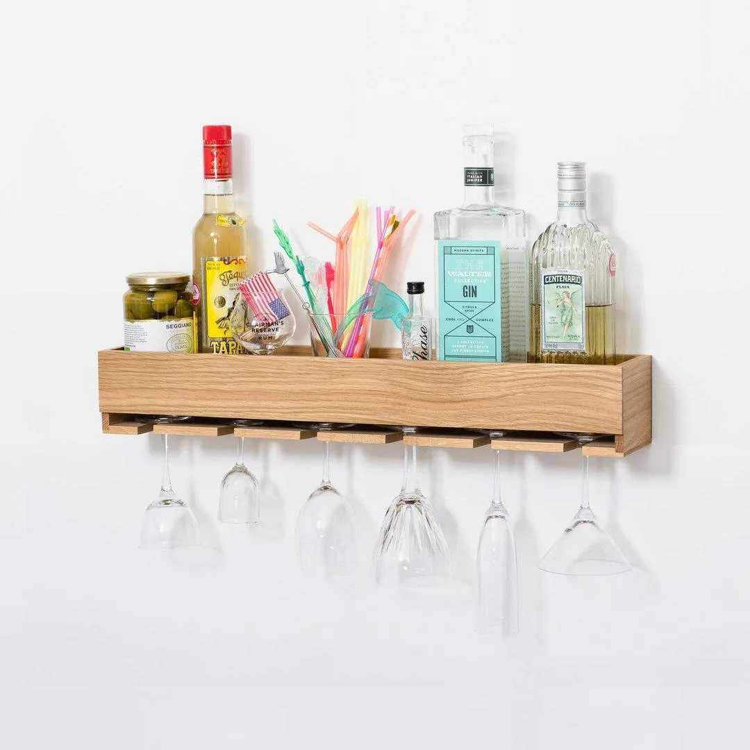 Wine Glass Holder Shelf - Oak Wood