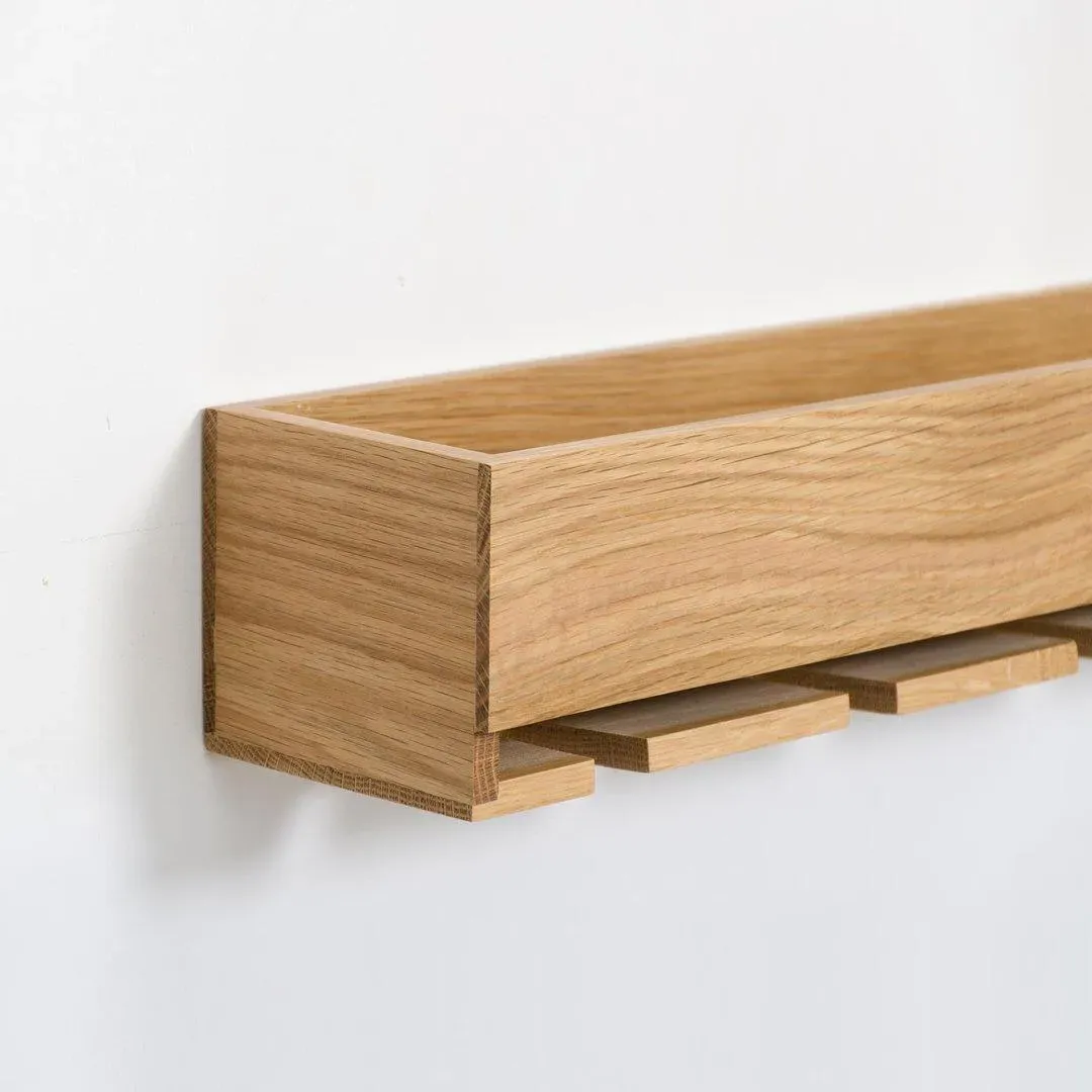 Wine Glass Holder Shelf - Oak Wood
