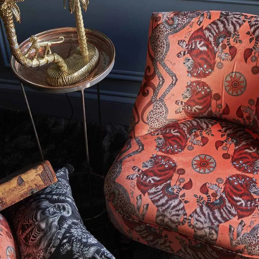 Wingback Armchair - Coral, Velvet