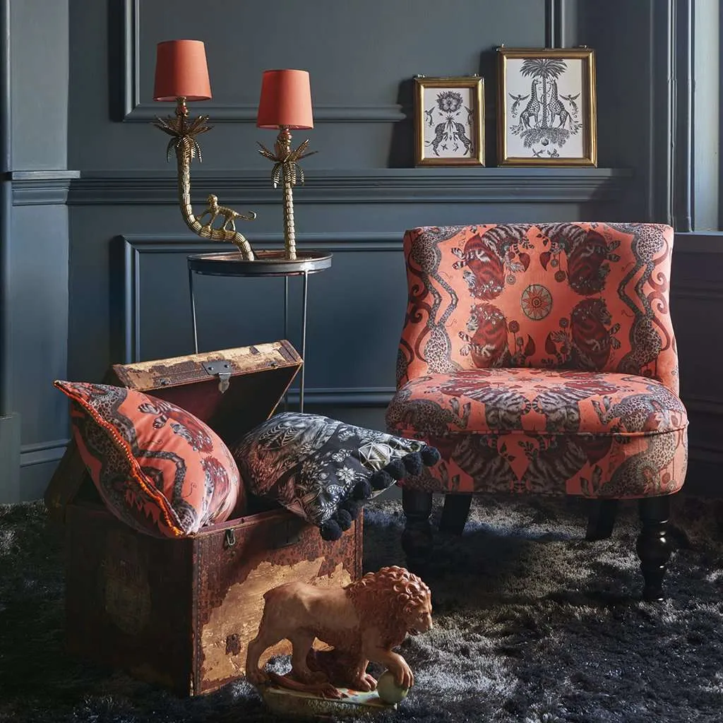 Wingback Armchair - Coral, Velvet