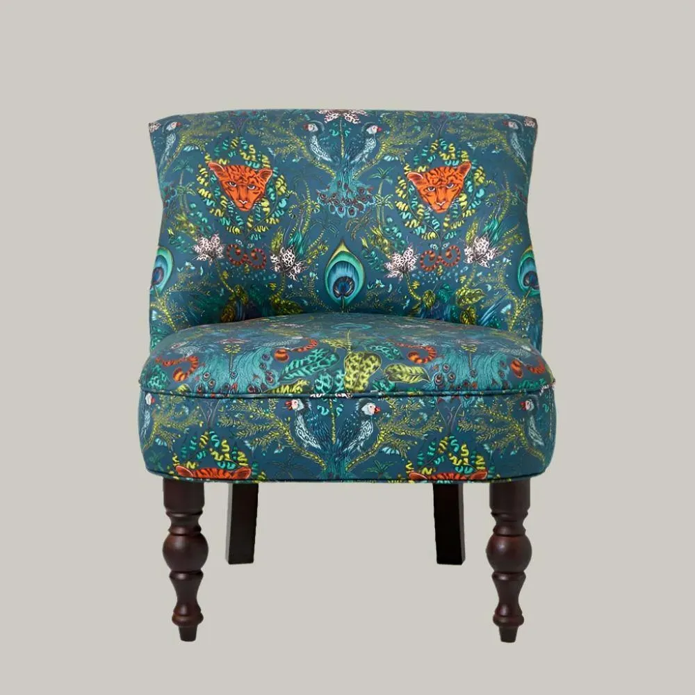 Wingback Armchair with Animal Print - Navy image