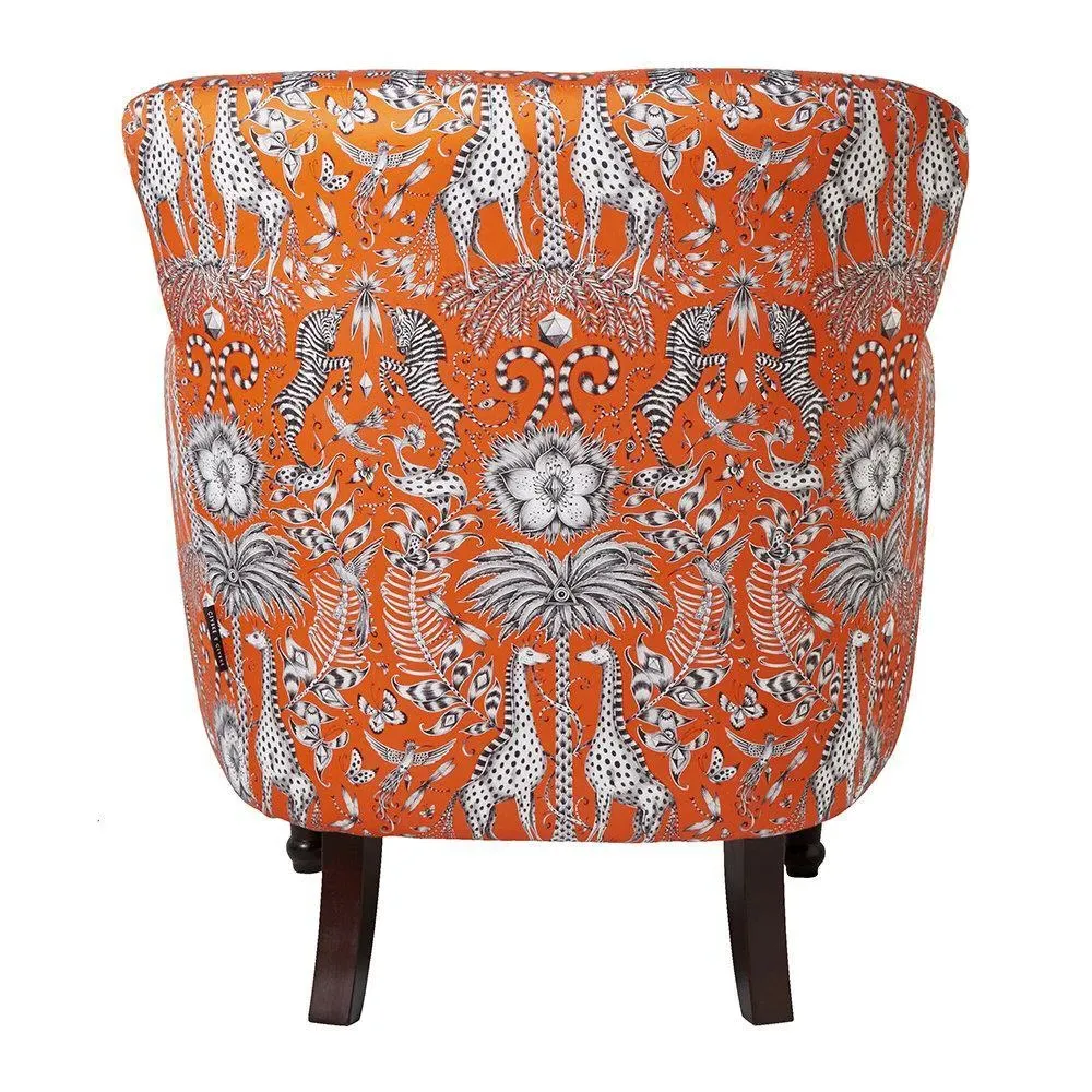 Wingback Armchair with Animal Print - Orange