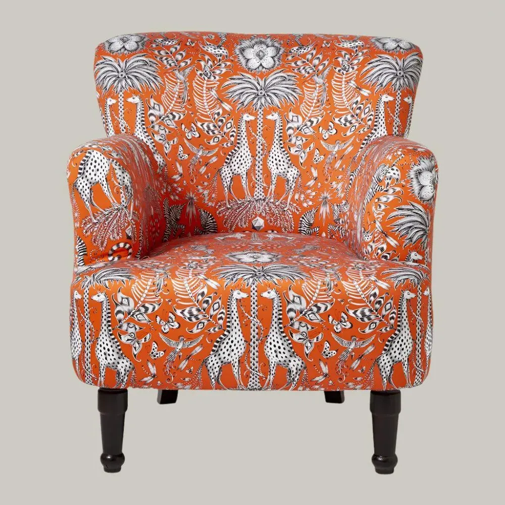 Wingback Armchair with Animal Print - Orange image