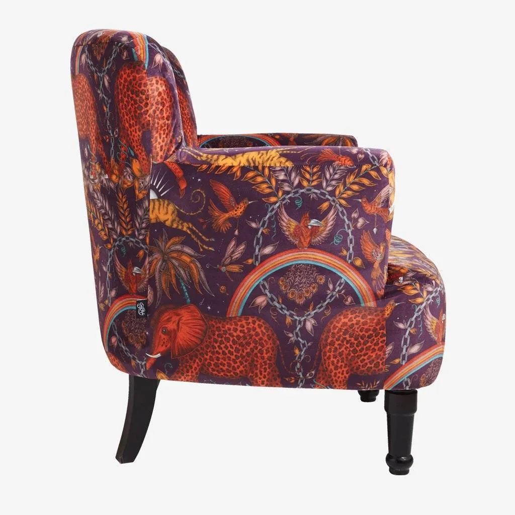 Wingback Armchair with Pattern - Wine
